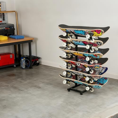 BiJun Skateboard Racks Floor Stand, 6-Layer Skateboard Holder,Snowboard Storage Rack, Skateboard Organizer Floor Stand for Deck, Longboard, Snowboard, Standard Skateboards, Mini Cruiser Skateboard - Image 7