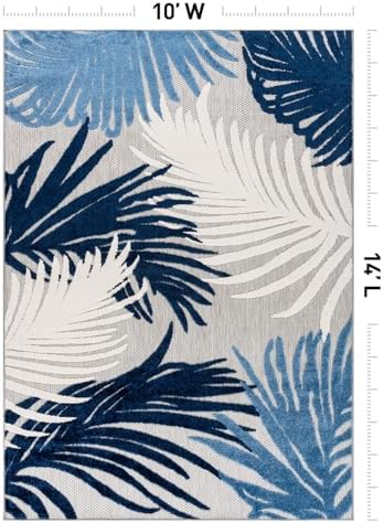 Rugshop Lucca Indoor/Outdoor Contemporary Floral Area Rug Navy 10' x 14' - Image 3