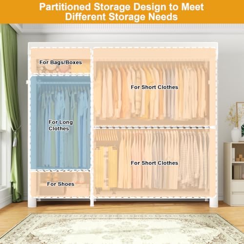 ULIFHOME Clothes Rack with Cover Covered Clothing Racks for Hanging Clothes - Image 5