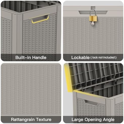 Mars Villa Deck Box, Waterproof Outdoor Storage Box, 60 Gallon, Grey - Image 6