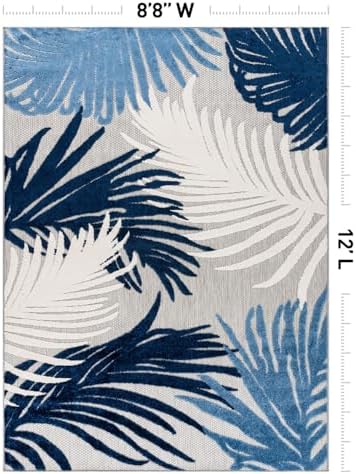 Rugshop Lucca Indoor/Outdoor Contemporary Floral Area Rug Navy 8'8" x 12' - Image 3