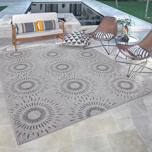 Gertmenian Indoor Outdoor Modern Area Rug - 6x9 Medium, Stain Resistant, Ideal for High Traffic in Living Room, Bedroom, Patio - Geometric, Grey, 32459 - Image 6