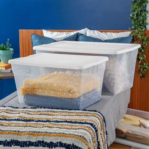 Sterilite Storage Box, Stackable Clear Plastic Bins, 90 Quart, 12-Pack - Image 4