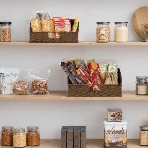 StorageWorks Pantry Baskets for Organizing, Brown Storage Baskets, 2-Pack - Image 5