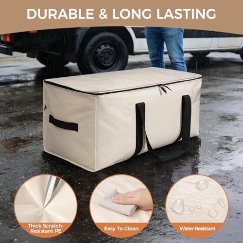 BAGAIL Heavy Duty Moving Bags with Strong Handle, Extra Large Moving Boxes, Storage Tote for Clothes, College Moving Supplies(Beige, 8 Pack) - Image 5