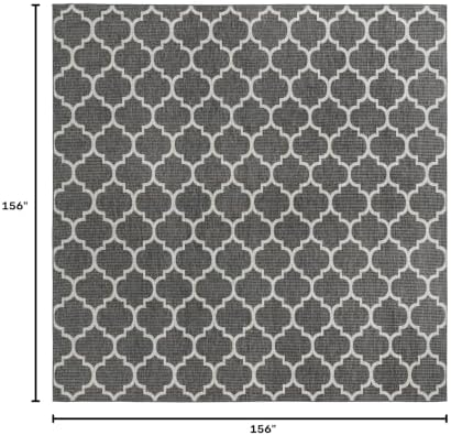 Unique Loom Outdoor Trellis Collection Area Rug - Trellis (Square 13' 0" x 13' 0", Black/ Ivory) - Image 2