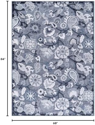 Luul Home Floral Indoor Outdoor Rugs 5x7 Large Area Rug for Living Room, Patio Decor, Kitchen, and Entryway Rug, Washable Stain Resistant Outside Carpet Navy 5 x 7 - Image 2