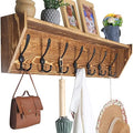 WEBI Wall Shelf with Hooks Underneath,35" Long Coat Rack Wall Mount with Shelf,7 Triple Hooks,Entryway Shelves for Clothes,Jacket,Rustic Brown by WEBI