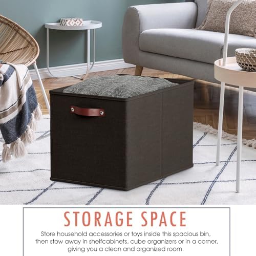 Ornavo Home 13x15x13 Foldable Fabric Storage Cube Bins, 6 Pack, Black - Image 4