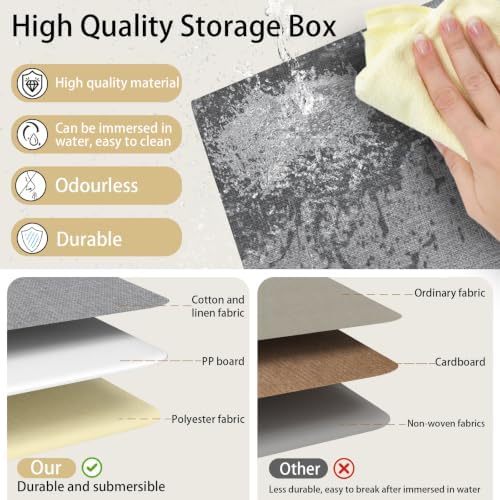 Yawinhe Fabric Storage Boxes with Lids,Grey,15.0x9.8x9.8in,5-Pack - Image 5