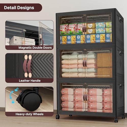 UAMFURI Stackable Storage Bins with Lids, 360QT Lockable Storage Cabinet - Image 6