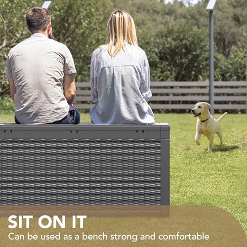 Devoko 100 Gallon Waterproof Resin Deck Box, Large Outdoor Storage Box - Image 3