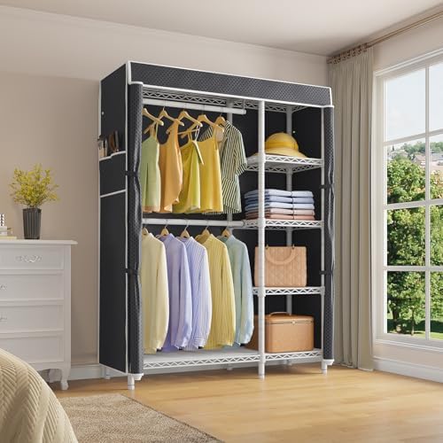 VIPEK V7C Garment Racks with Cover Portable Closets for Hanging Clothes, Heavy Duty Clothes Rack with Shelves Metal Closet Wardrobe, Max 670lbs, White Rack with Black Upgraded Polyester Cover - Image 2