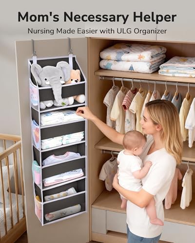ULG 2 Pack Small Over Door Organizer with 4 Large Pockets 8 Mesh Side Pockets, Hanging Storage Organizer with Clear Window Kids Toys Deep Gray - Image 6