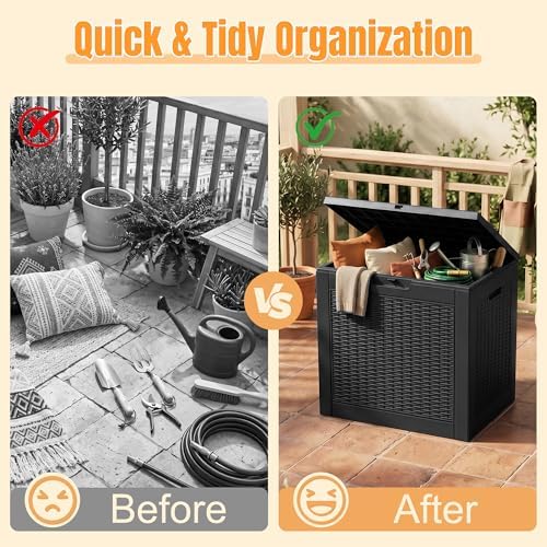 Outdoor Storage Box,42 Gallon Waterproof Resin Patio Deck Box - Image 4