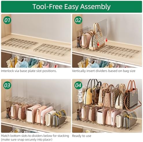 HOYOJA 6 Pack Clear Bag Purse Organizer for Closet Shelf, Handbag Organizer - Image 5