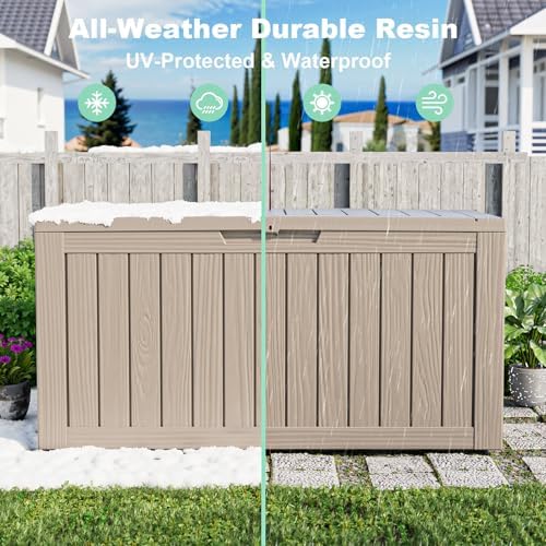 Vixzen 90 Gallon Deck Boxes Outdoor Waterproof, Lockable Resin Storage Box with lid for Furniture Cushions, Weatherproof Containers Outside Storage Boxes for Garden Patio Pool Tools(Grey, 90 Gallon) - Image 5