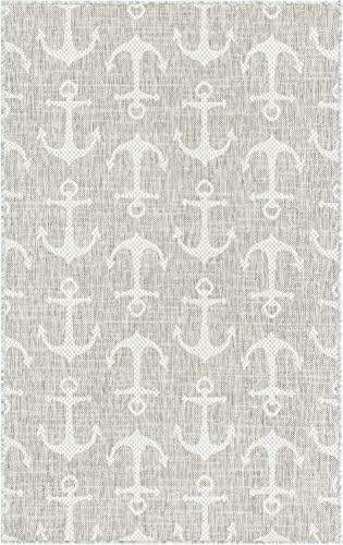Unique Loom Outdoor Coastal Collection Area Rug - Ahoy (3' 3" x 5' 3" Rectangle, Gray/Ivory) - Image 3