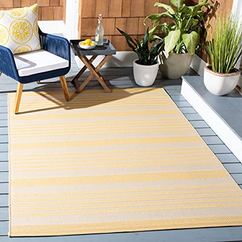 SAFAVIEH Courtyard Outdoor Area Rug 6'7"x9'6", Gold & Beige CY6062-306 - Image 2