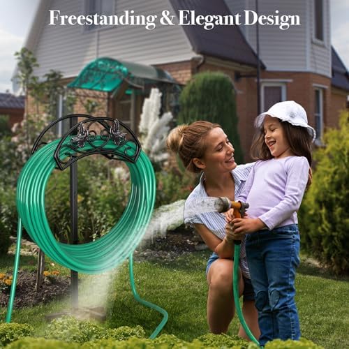 Winpull Garden Hose Holder Detachable, Heavy Duty Metal Water Hose Hanger Freestanding Hose Organizer Hose Holders for Outside (Black) - Image 6
