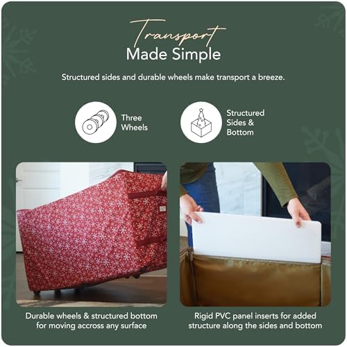 Covermates Christmas Tree Structured Rolling Storage Bag, Red Snowflake - Image 5