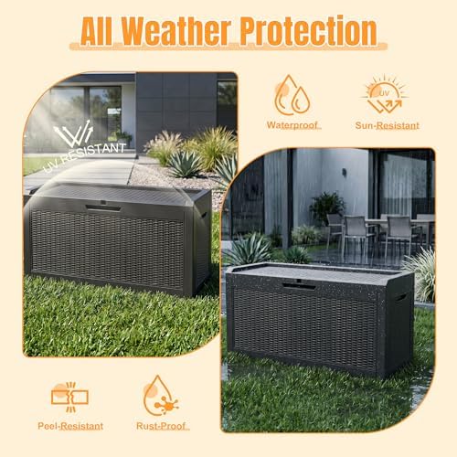 Outdoor Storage Box,120 Gallon Waterproof Resin Patio Deck Box - Image 2