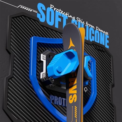 Ski & Snowboard Wall Rack for Garage Wall Fits Any Ski/board, Ski Wall Mount Holders Damage-Free Storage Rack, Garage Organization Space-Saving Winter Gear Organizer, Blue, 6 Pack - Image 2