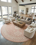 Rugs.com - Outdoor Aztec Rug – 13 Ft Round Pink Indoor/Outdoor Rug – Durable for Patios, Decks, and Porches by Rugscom