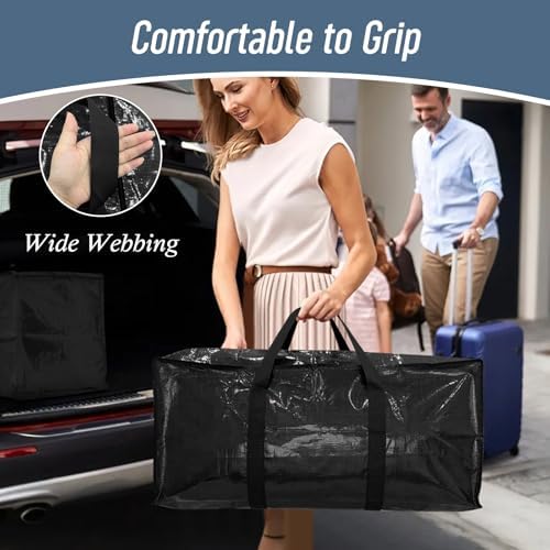 12 Pack Extra Heavy Duty Large Moving Bags with Strong Zipper, Black - Image 6