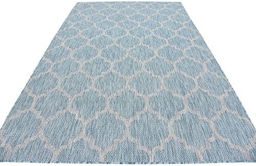 Unique Loom Outdoor Trellis Collection Area Rug (6' 1" x 9' Rectangle, Aquamarine/ Gray) - Image 6