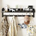AMBIRD 35 inch Wall Hooks with Shelf, Coat Rack Wall Mount, Large Coat Hanger for Wall, Entryway Shelf with 7 Dual Coat Hooks, 4 Key Hooks and Mail Organizer, Wooden Key Holder Rack (Black) by AMBIRD
