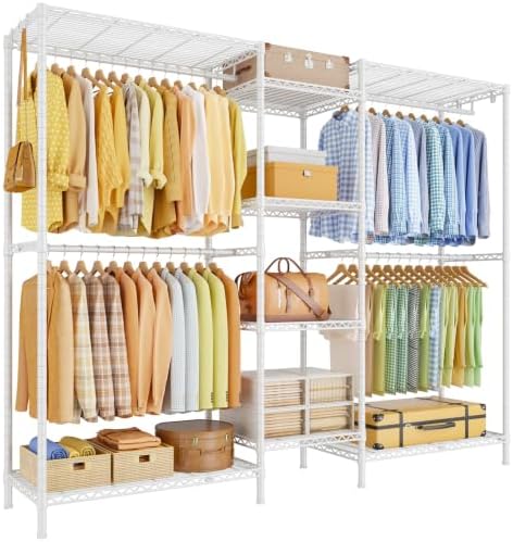 Ulif E4 Plus Heavy Duty Clothes Rack, White Metal Closet Storage System by Ulif