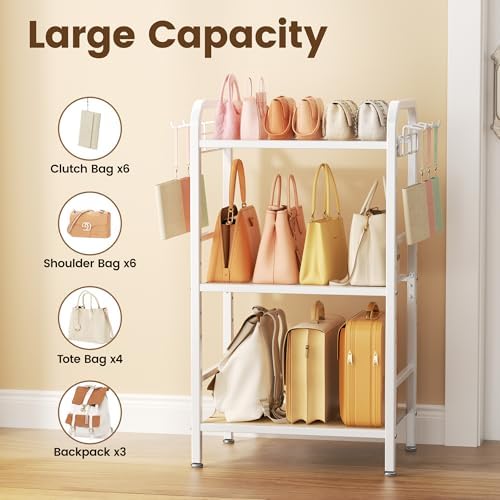 niffgaff 3-Tier Floor-Standing Purse Organizer, White - Image 6