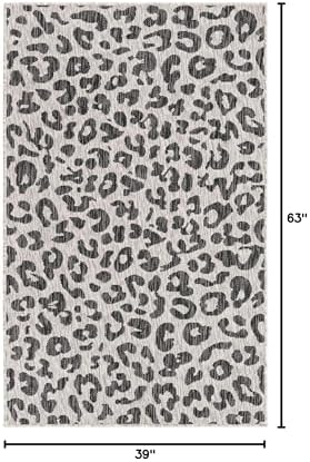 Unique Loom Outdoor Safari Collection Area Rug - Leopard (3' 3" x 5' 3" Rectangle, Light Gray/ Gray) - Image 2