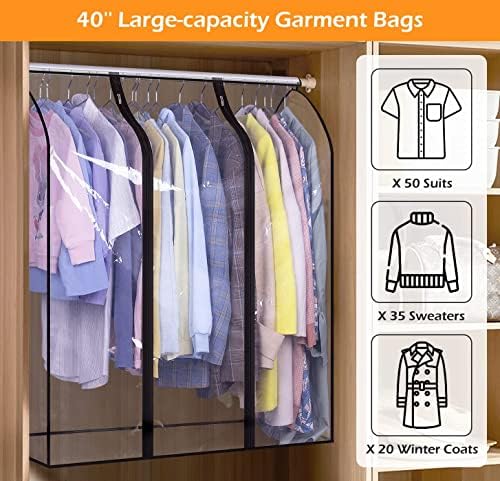 MISSLO 1 Pack 40" Garment Cover + 3 Pack 60" Garment Bags - Image 4