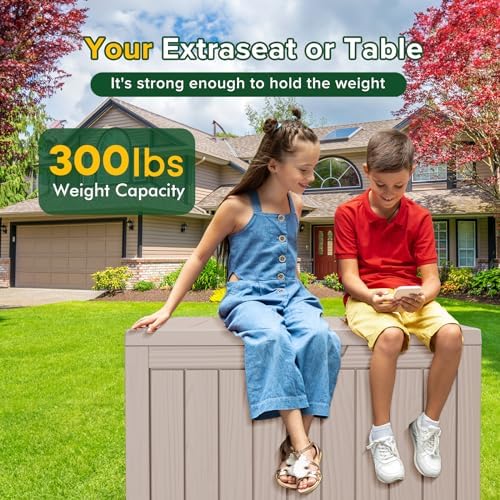 45 Gallon Outdoor Storage Box Waterproof, UV Resistant Deck Box, Lockable Resin Deck Box for Garden Tools Equipment and Cushions, Gray - Image 5