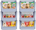 XLarge Stackable Storage Bins Open Front for Pantry, 6 Pack - Light Grey by Skywin
