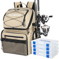 PLUSINNO Cooler Fishing Backpack with Rod Holders 45L Large Water-resistant Fishing Tackle bag Store Fishing Gear Fishing Gifts for Men Father by PLUSINNO