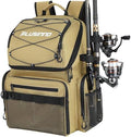 PLUSINNO Cooler Fishing Backpack with Rod Holders 45L Large Water-resistant Fishing Tackle bag Store Fishing Gear Fishing Gifts for Men Father by PLUSINNO