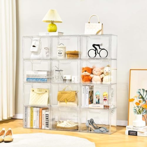 Purse Organizer for Closet,Clear Acrylic Display Case for Handbag Organizer, Purse Storage Box with Magnetic Door, Plastic Storage Bins for Book, Collectibles, Cosmetic (9 Pack) - Image 5