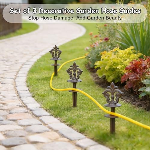 Set of 3 Vintage Brown Cast Iron Hose Guide Stakes - Image 6