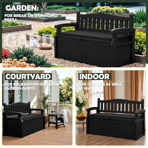 Flamaker 80 Gallon Storage Bench with Cushion, Waterproof, All-Weather - Image 5