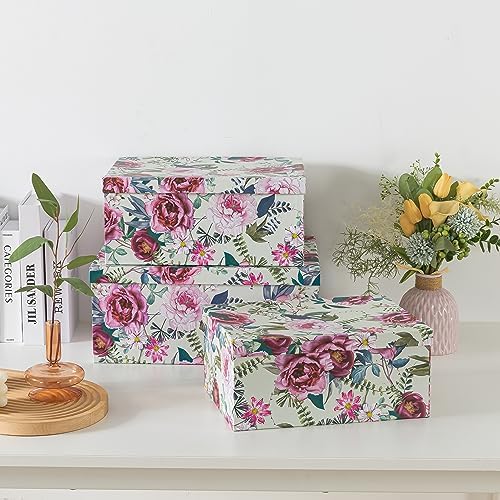 Soul & Lane - Floral Luxe Decorative Storage Boxes with Lids, Set of 3 - Image 5