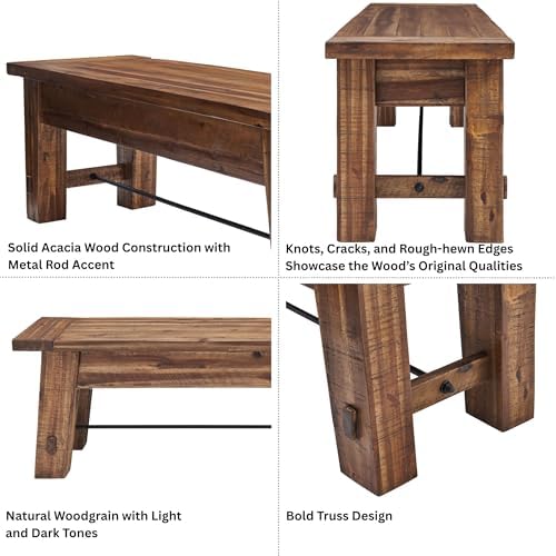 Alaterre Furniture Durango Rustic Entryway Bench, Natural, 60 Inch - Image 4
