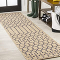 Eyely Moroccan Woven Runner Rug 2X10 Beige/Navy, Indoor Outdoor Rug by eyely