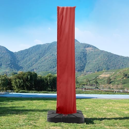 Cantilever Patio Umbrella Cover with Zipper and Pole, Red by MEVBC