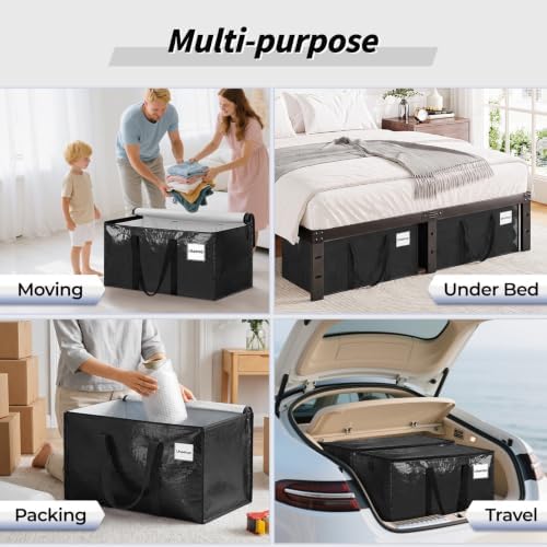 16 Pack Extra Large Clothes Storage Bins with Lids, Moving Bags, Black - Image 6