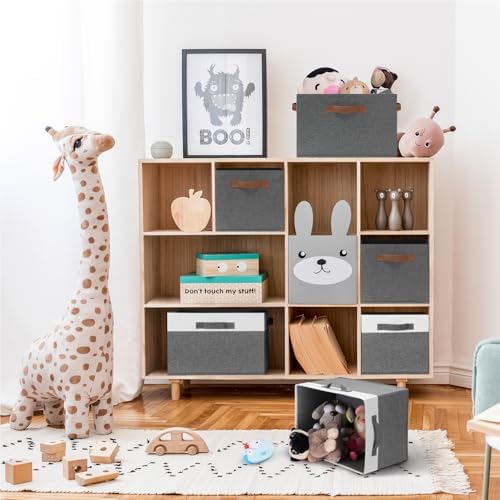 GhvyenntteS Large Fabric Storage Bins 6 Pack, 15x11x9.6 Inch Storage Baskets for Shelves, Foldable Closet Storage Bins for Shelves, Closet Organizers and Storage Boxes, Gray - Image 5