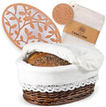Bread Warmer Basket with Warming Stone (Large Oval 12 x 9) - Bundled w/Linen Bread Bag & Bread/Sugar Saver - Bread Baskets for Serving with liner and lid - Bread Serving Basket for Table by Unknown