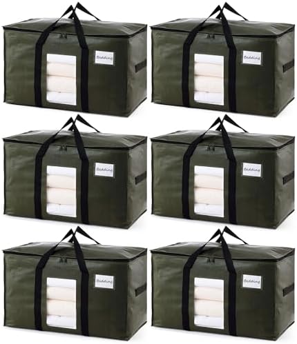 TAILI 6 Pack Green Extra Large Moving Bags,Storage Bag with Visible Window by TAILI